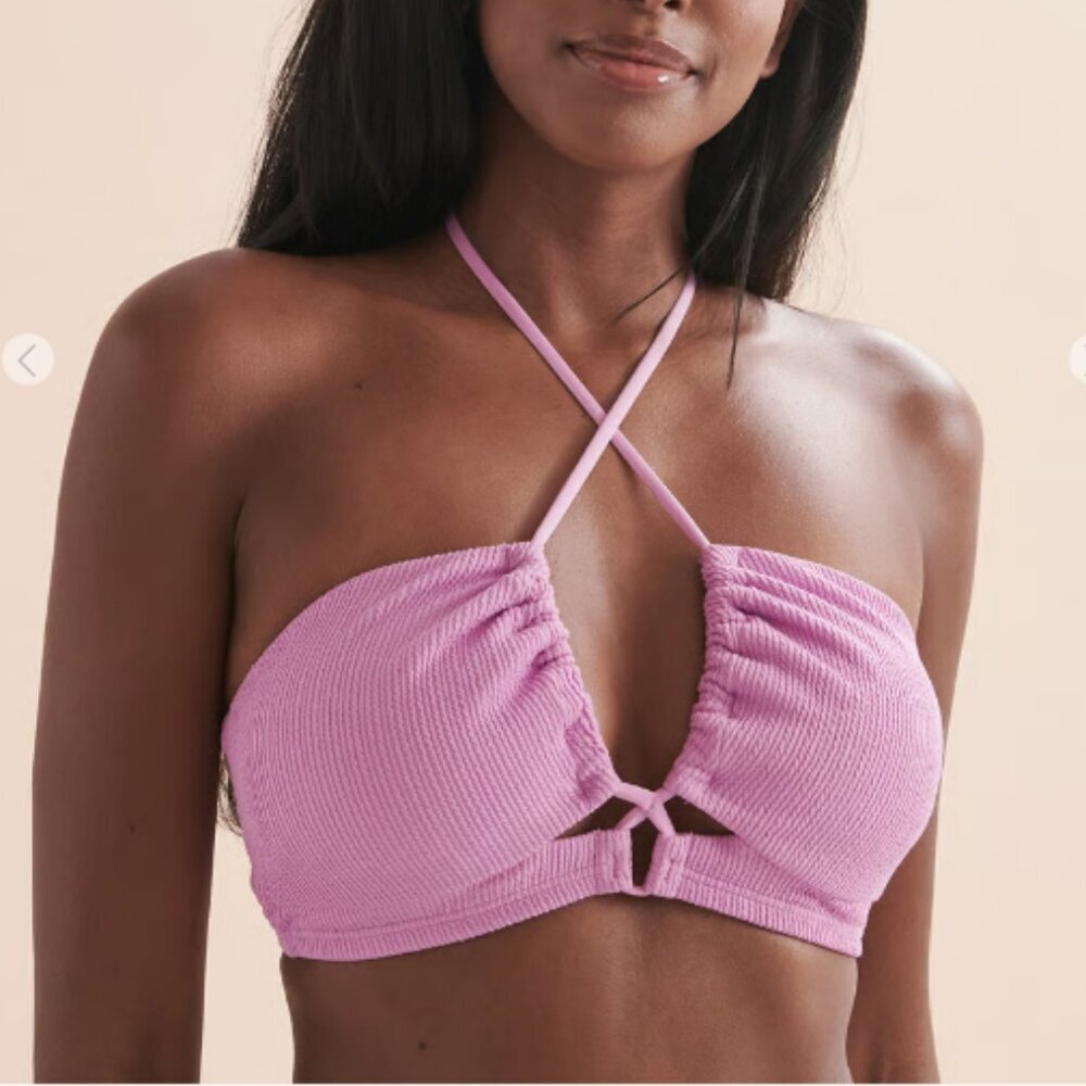 NWT Tropik Bikini Village Textured Bandeau Bikini Top Lilac - XL